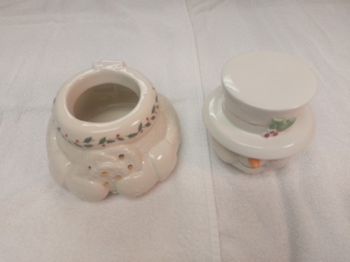Lenox Happy Holly Days Frosty Snowman Cookie Jar Porcelain Container 9×7 No Box - Picture 4 of 11