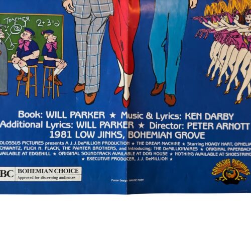 ENORME! Poster ORIGINALE LOW JINKS 1981 Bohemian Grove Club The Dream Machine Play - Foto 3 di 22