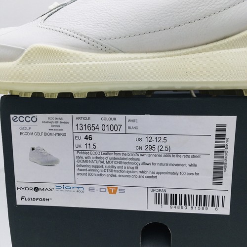 ECCO GOLF BIOM HYBRID MEN’S SHOES, WHITE, SIZE 12 - 12.5 D - Picture 18 of 20