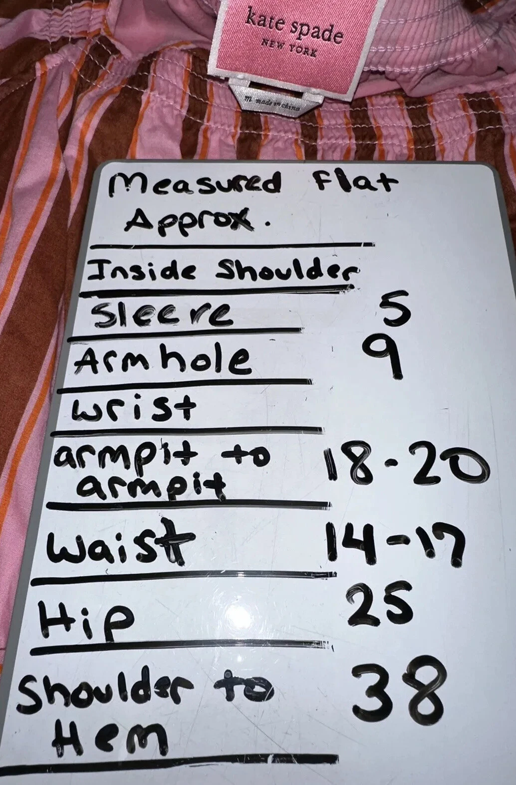 Abito Kate Spade Calais medio con volant rosa a righe cintura svasata us intime ottimeioni cond $298o