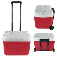 Ozark Trail 30 Quart Capacity Hard Side Wheeled Cooler, 42-Can, Red