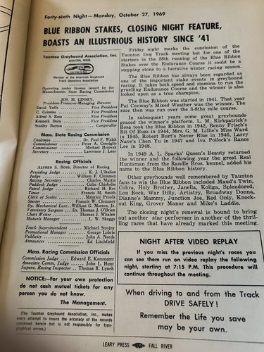1969 Taunton Greyhound Program October 27 - Picture 5 of 7