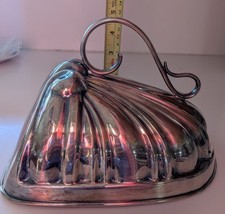 Vintage Shell Silverplate Food Dome cheese Meat Cover 8"length X 6" W Lid only