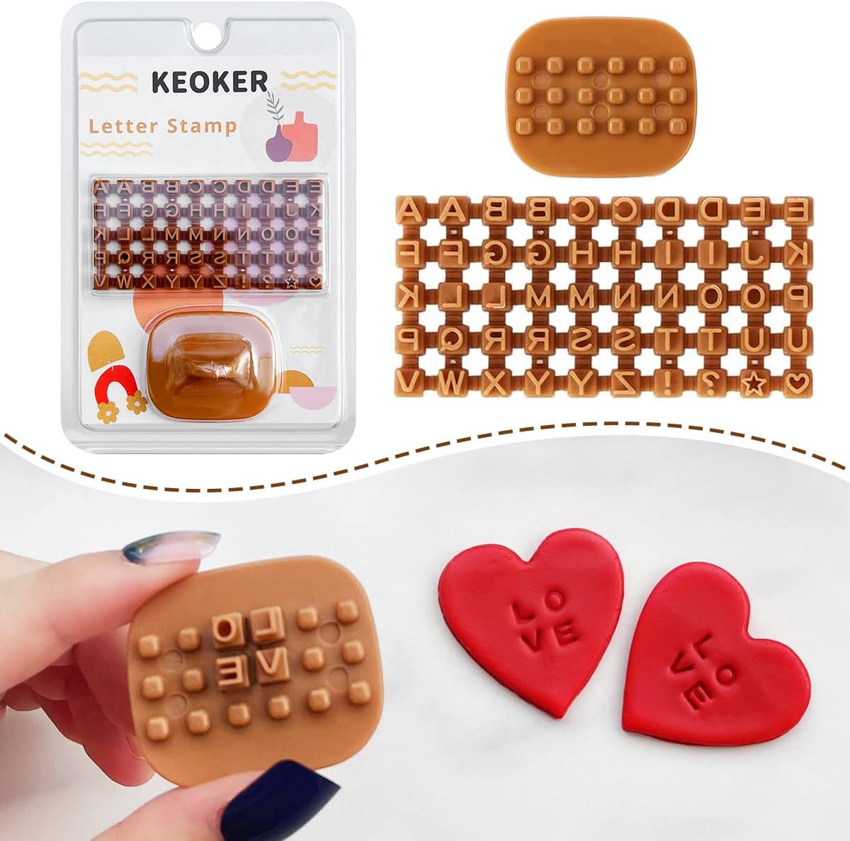 Keoker Letter Stamps for Clay - Pottery Stamps with Double Small Alphabet