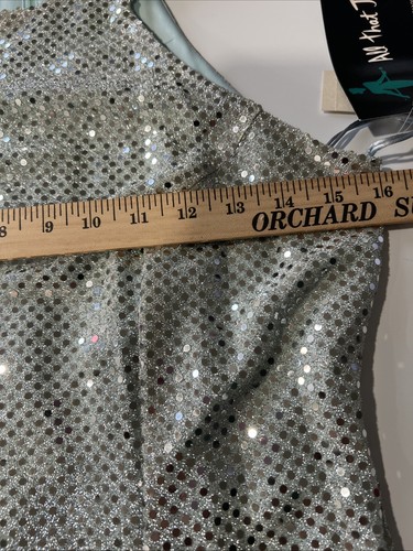 Vintage 90er All that Jazz Pailletten silber blau Neckholder Maxi Bleistift Kleid Abschluss - Bild 18 von 22