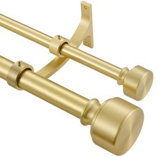 Double Curtain Rods Brass, Double Curtain Rods for Window 48-84 Inch, Decorat...