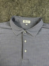 Peter Millar Summer Comfort Polo Shirt Mens XXL Gray Blue Geometric AOP No Logos