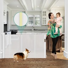 Reinforced 60 Wide Retractable Baby Gate with Reinforced Rods, 5 ft Retractab...