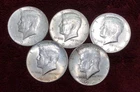 Kennedy 1964-P&D ~ 90% SILVER ~ 5 Coins  ~ FREE SHIPPING !  My #414