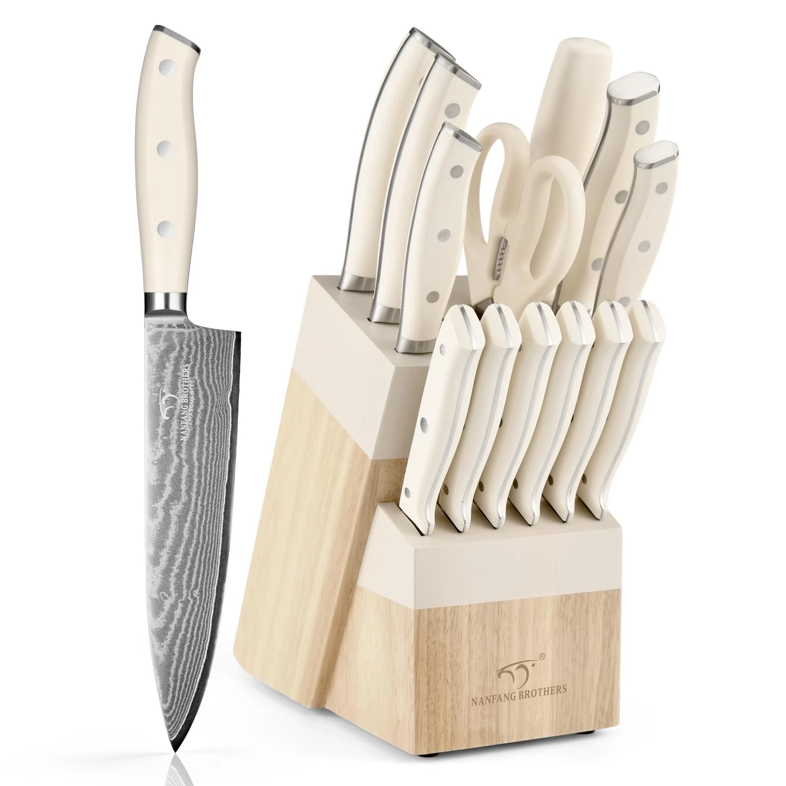 Damascus Kitchen Set 14 Pieces with Shears & Sharpener - VG10 Damascus Steel,...