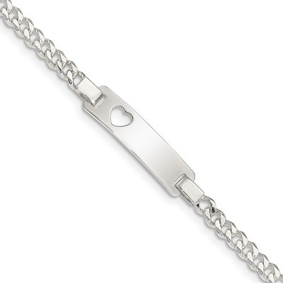 Sterling Silber Baby ID Cut-out Herz Armband 3,7 g Herren Damen Liebe Geschenk