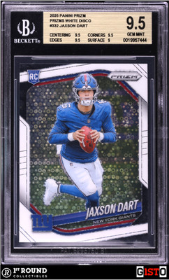 Jaxson Dart RC BGS 9.5: 2025 Panini Prizm Prizms White Disco Rookie #332 POP 6