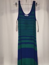Calvin Klein Blue Stripe Sleeveless Long Maxi Dress Sz 2
