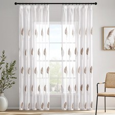Curtains curtains with curling ribbon, curtain living room coffee and white leaves...