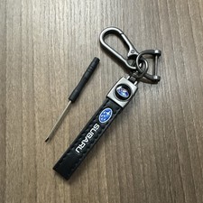 Black Leather 5 34 Key Holder Keychain For Subaru Vehicles.