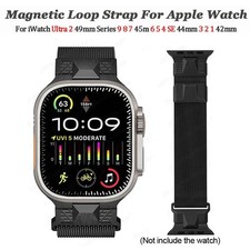 Magnetic Mesh Loop Metal Mecha Band Strap For Apple Watch Ultra4 12 11 10 9 7 8