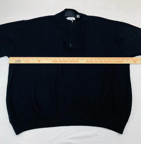Alex Cannon Fine Italian Wool Sweater Mens XXL Black 1/4 Zip Luxury - Picture 5 of 11