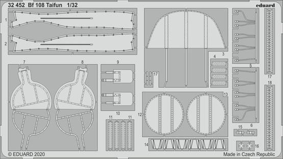Eduard 32452 1/32 Bf 108 Taifun Photo-Etched Set for eduard