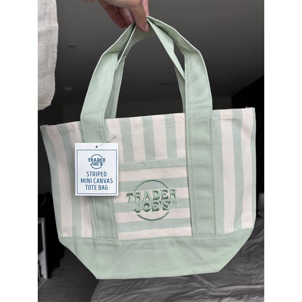 for Trader Joe’s Mini Pastel Stripe Canvas Tote Bag Limited Edition