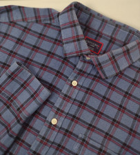 Untuckit Large Mens Scavino 41002 Blue Plaid Flannel Button Up Long Sleeve Shirt