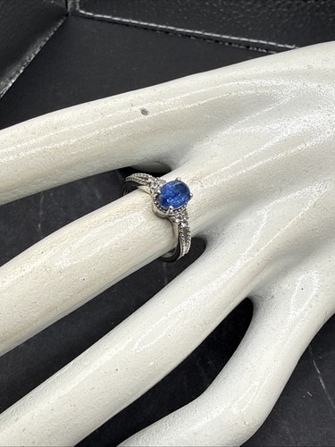 ⭐️Beautiful Sterling Silver Blue Sapphire And CZ Ring Size 6.25 (4) - Picture 1 of 4