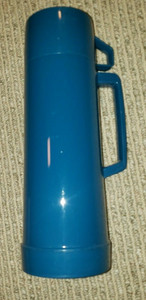 Vintage Aladdin Dark Teal Blue Pint 10oz Glass Vacuum Bottle Stopper & Cup Lid