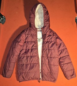 🌟 Carter's Girl's Hooded Puff Jacket Maroon Size 8