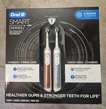 Oral B Smart Series Rechargeable Toothbrush 2-Pack. Rose Gold 6 Mode, White 5 M