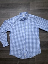 Men  s Size 16-4/5 Brooks Brothers 346 Slim Fit Non-Iron blue plaid button-down d