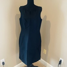 Talbots Black Textured Sheath Sleeveless Wear to Work Office Dress Size 12 Lined