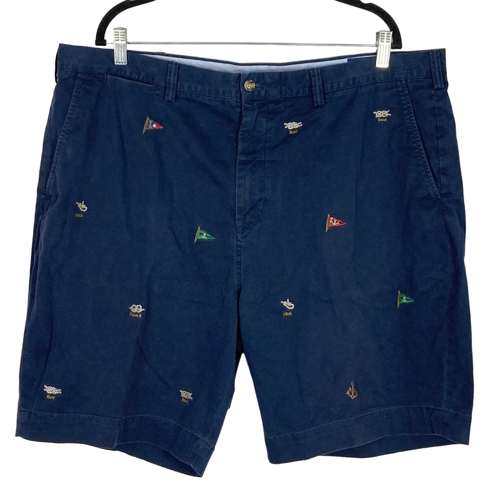 NWOT POLO RALPH LAUREN Shorts 42 Chino Stretch Classic Fit Navy Sail Flag thumbnail 2