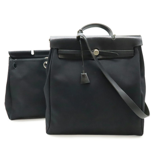 Hermès Ale Bag MM 2-Way Shoulder Leather Tote Black AB #R930056