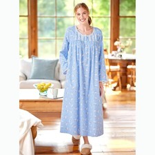 Lanz White Doves Cotton Flannel Nightgown