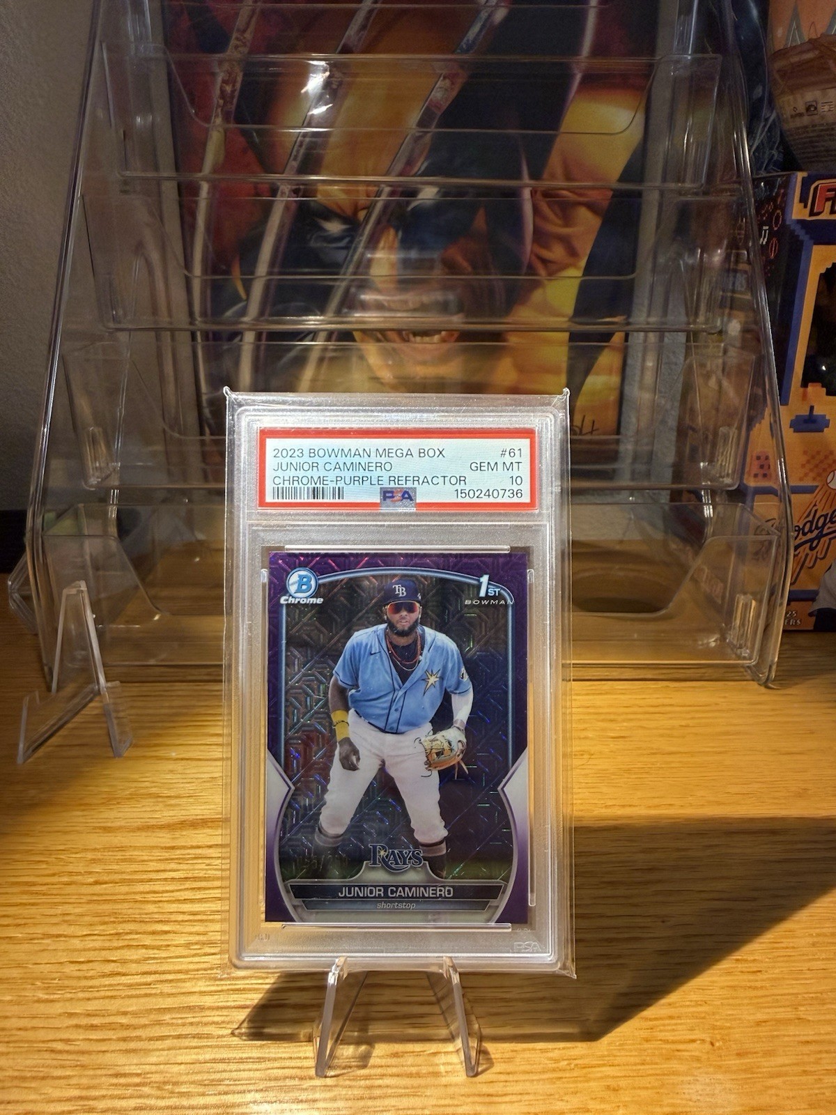 2023 Bowman Chrome Mega Box Junior Caminero #BCP-61 Purple Mojo /250 PSA 10