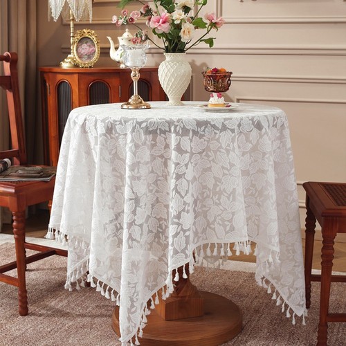 Elegant Lace Tablecloth with Floral Print Adds Charm to Any Dining Table - Picture 10 of 33
