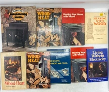 Lot of 8 Books Wood Heat Woodburning Stoves Off-Grid Living Homesteading Heating