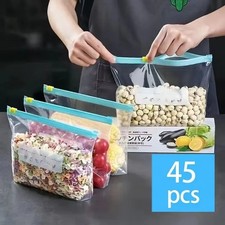 Image of 45PCS Reusable Thick Silicone Food Storage bags Zip Lock Freezer bag Leak Proof