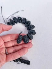 Natural Black Lava Rock Beads • Full Strand • Chunky Irregular Shapes • Jewelry 