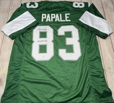 PHILADELPHIA EAGLES VINCE PAPALE SIGNED GREEN CUSTOM JERSEY  “INVINCIBLE” JSA