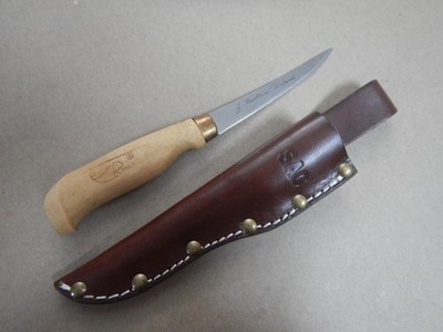 Vintage J. Marttiini Rapala Fish Fillet Knife 4'' Blade w/ fitted Leather Sheath