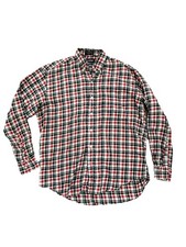 Vintage 80s Red Plaid Flannel Men's Medium Button Up Long Sleeve Collared Shirt