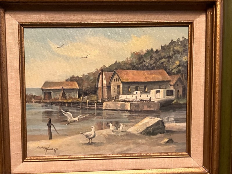 AUDREY A. KIRCHOFF  "GILL'S ROCK - DOOR COUNTY" ACRYLIC ON BOARD PAINTING