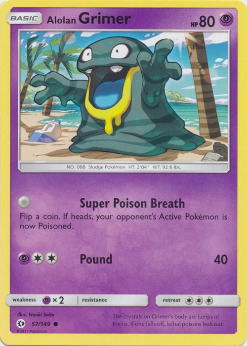 Alolan Grimer - 57/149 - Common (Lp) Sun and Moon Base Set - Psychic Pokémon