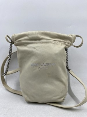 Yves Saint Laurent Lambskin Cream Teddy Drawstring Bag