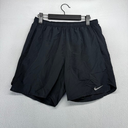 Nike Shorts Men Medium Black Dri-Fit Running Athletic Gym Challenger Workout  7"