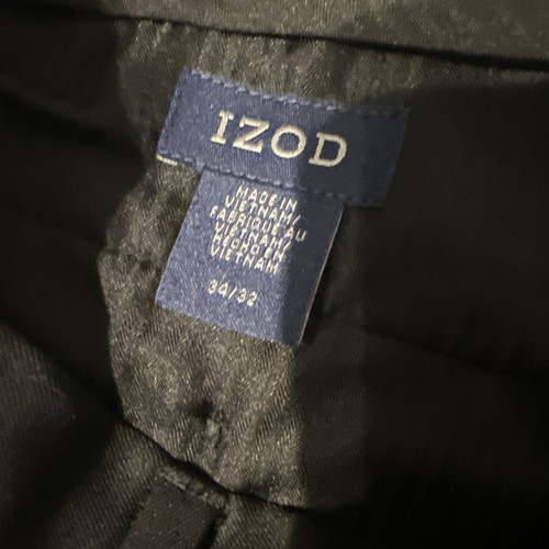 Izod Hose Herren Größe 34 x 32 schwarz Chino vorne flach entspannt gerades Bein Freizeit - Bild 4 von 6