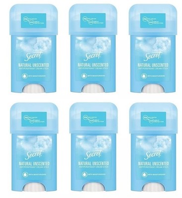 6x Secret Key Natural Unscented Antiperspirant Deodorant Cream Stick Women