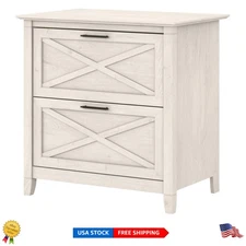 Sturdy 2 Drawer File Cabinet for Home Office - Farmhouse Style in Linen Oak