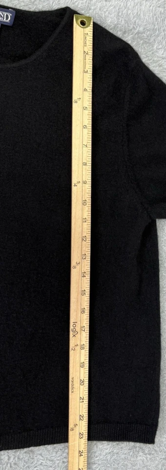 Lands' End Womens 100% Cashmere Short Sleeve Sweater Black Quiet Luxury  Large - Image 4 of 4
