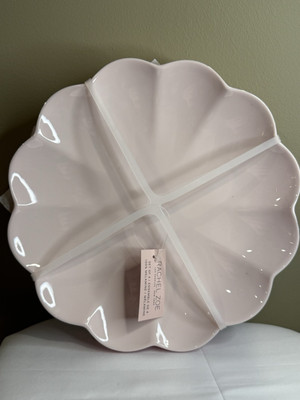 Rachel Zoe Pastel Pink Melamine Dinner Plates 11in Scalloped Set of 4 New